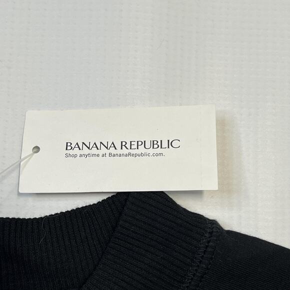 Banana Republic Sweater Womens Small Black Baby Terry Drawstring Pullover Top - Picture 6 of 12